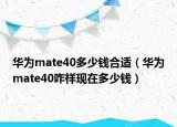 華為mate40多少錢合適（華為mate40咋樣現(xiàn)在多少錢）