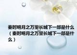 秦時(shí)明月之萬里長城下一部是什么（秦時(shí)明月之萬里長城下一部是什么）