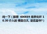 問一下（股票  600889 南京化纖 10.30 介入的 橫盤已久, 是否監(jiān)守?）