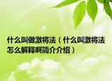 什么叫做激將法（什么叫激將法怎么解釋啊簡介介紹）