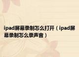 ipad屏幕錄制怎么打開（ipad屏幕錄制怎么錄聲音）
