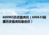 600905歷史最高價(jià)（600635股票歷史最高和最低價(jià)）