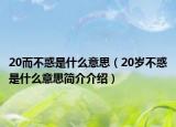 20而不惑是什么意思（20歲不惑是什么意思簡介介紹）