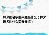 林夕的名字的來(lái)源是什么（林夕原名叫什么簡(jiǎn)介介紹）