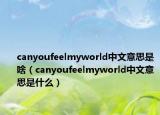 canyoufeelmyworld中文意思是啥（canyoufeelmyworld中文意思是什么）