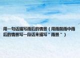 用一句話描寫雨后的情景（用雨前雨中雨后的情景寫一段話來描寫＂雨景＂）