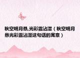 秋空明月懸,光彩露沾濕（秋空明月懸光彩露沾濕這句話的寓意）