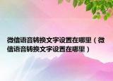 微信語音轉(zhuǎn)換文字設(shè)置在哪里（微信語音轉(zhuǎn)換文字設(shè)置在哪里）