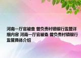 河南一廳官被查 曾負(fù)責(zé)村鎮(zhèn)銀行監(jiān)管詳細(xì)內(nèi)容 河南一廳官被查 曾負(fù)責(zé)村鎮(zhèn)銀行監(jiān)管具體介紹