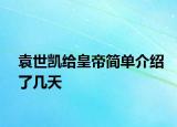 袁世凱給皇帝簡單介紹了幾天