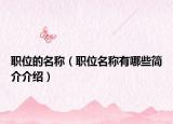 職位的名稱（職位名稱有哪些簡介介紹）