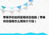 蘋果手機如何使用語音信箱（蘋果語音信箱怎么用簡介介紹）