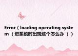 Error（loading operating system （進(jìn)系統(tǒng)時(shí)出現(xiàn)這個(gè)怎么辦 ））