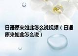 日語原來如此怎么說視頻（日語原來如此怎么說）