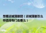 想看運城蒲劇團（運城蒲劇怎么樣值得專門去看么）
