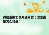 微信直播怎么開(kāi)通帶貨（微信直播怎么投屏）