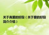 關(guān)于真愛的好段（關(guān)于愛的好段簡介介紹）