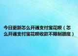 今日更新怎么開通支付寶花唄（怎么開通支付寶花唄收款不限制額度）