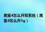 黑鯊4怎么開雙系統(tǒng)（黑鯊4怎么開5g）