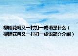 柳暗花明又一村打一成語是什么（柳暗花明又一村打一成語簡介介紹）