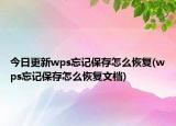 今日更新wps忘記保存怎么恢復(fù)(wps忘記保存怎么恢復(fù)文檔)