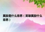 莫敵是什么意思（英雄莫敵什么意思）