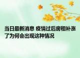 當日最新消息 疫情過后房租補漲了為何會出現(xiàn)這種情況