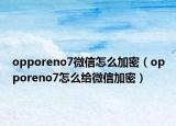 opporeno7微信怎么加密（opporeno7怎么給微信加密）