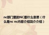 nc部門里的NC是什么意思（什么是nc nc內(nèi)容介紹簡(jiǎn)介介紹）