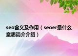 seo含義及作用（seoer是什么意思簡介介紹）
