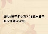 1噸水等于多少升?（1噸水等于多少升簡介介紹）