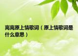 離離原上情歌詞（原上情歌詞是什么意思）