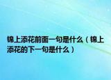 錦上添花前面一句是什么（錦上添花的下一句是什么）