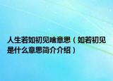 人生若如初見啥意思（如若初見是什么意思簡介介紹）