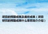 項目的預(yù)期成果及最終成果（項目研究的預(yù)期成果什么意思簡介介紹）