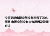 今日更新電視突然沒有聲音了怎么回事 電視突然沒有聲音原因及處理方法