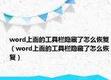 word上面的工具欄隱藏了怎么恢復（word上面的工具欄隱藏了怎么恢復）