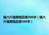 楊六斤視頻觀后感200字（楊六斤視頻觀后感300字）