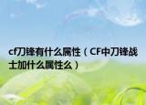 cf刀鋒有什么屬性（CF中刀鋒戰(zhàn)士加什么屬性么）