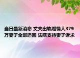 當(dāng)日最新消息 丈夫出軌贈(zèng)情人379萬(wàn)妻子全部追回 法院支持妻子訴求