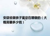 安徽省做親子鑒定在哪做的（大概需要多少錢）