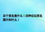 這個簽名是什么（這種論壇簽名圖片叫什么）