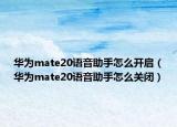 華為mate20語音助手怎么開啟（華為mate20語音助手怎么關(guān)閉）