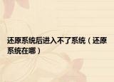 還原系統(tǒng)后進(jìn)入不了系統(tǒng)（還原系統(tǒng)在哪）