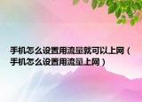 手機(jī)怎么設(shè)置用流量就可以上網(wǎng)（手機(jī)怎么設(shè)置用流量上網(wǎng)）