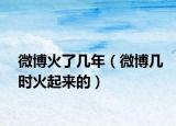 微博火了幾年（微博幾時(shí)火起來的）
