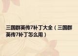 三國群英傳7補(bǔ)丁大全（三國群英傳7補(bǔ)丁怎么用）