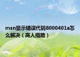 msn顯示錯誤代碼8000401a怎么解決（高人指路）