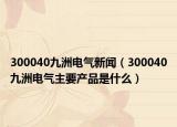 300040九洲電氣新聞（300040九洲電氣主要產(chǎn)品是什么）