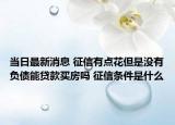 當(dāng)日最新消息 征信有點(diǎn)花但是沒(méi)有負(fù)債能貸款買(mǎi)房嗎 征信條件是什么